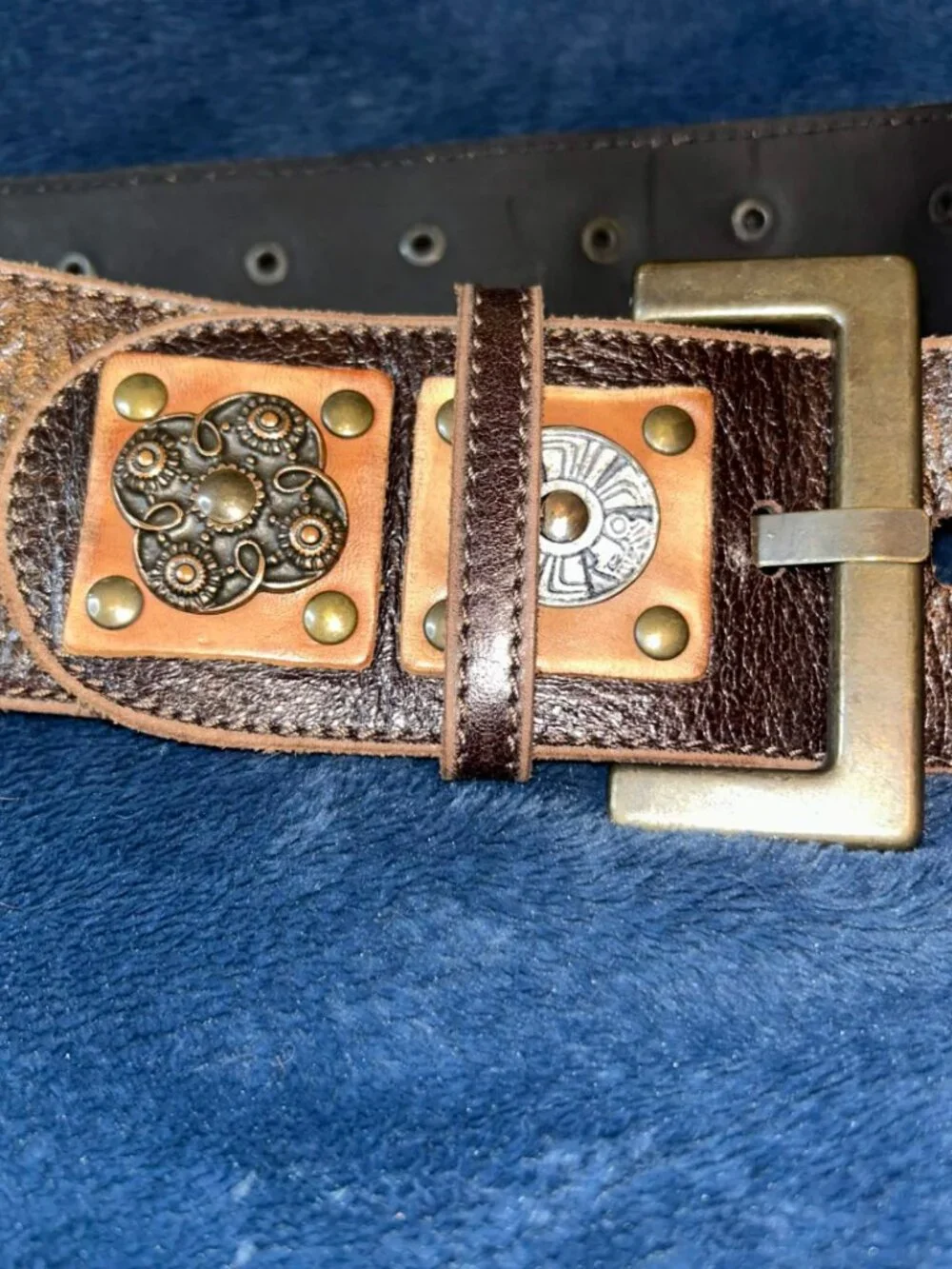 Rare Vintage Marcelle Danan Italy Heavily Embellished Leather Belt & Pouch Set